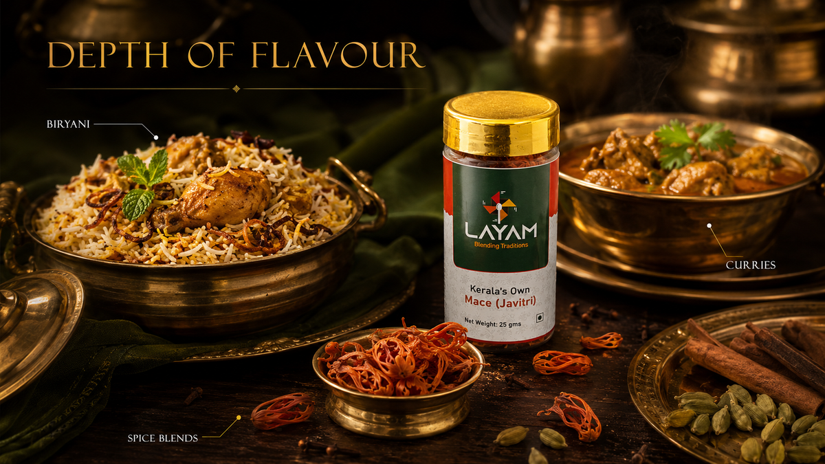 Ways to use LAYAM mace: biryani, curries and garam masala spice blends