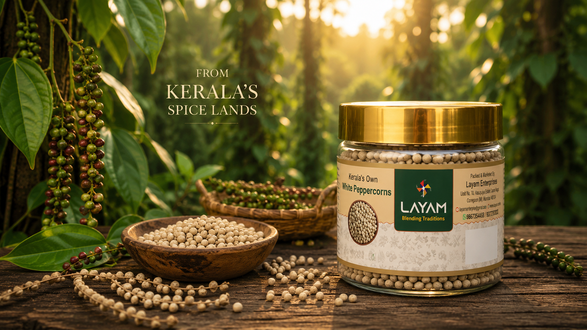 From Kerala's spice lands - LAYAM White Peppercorns