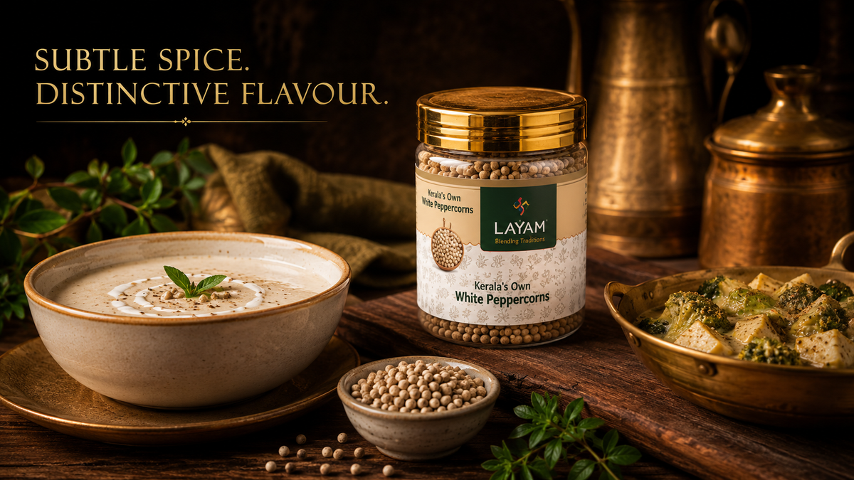 Subtle spice, distinctive flavour - LAYAM White Peppercorns